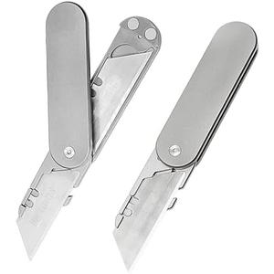 TGZUO Titanium Alloy 360°Foulding Pocket Knife with Clip Flipper EDC Mini Box Cutter Magnetic Opening Outdoor Utility 12pcs Carbon Steel Blades