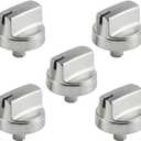 WB03X29315 KIP 5U06 191D9233 Stove Knobs Cooktop Replacement Parts for GE Cooktop Knob Stainless Steel 30 Inch JGP5030SLSS Gas Range Oven Knobs Stove Top Control Knob Surface Burner Knobs 5 Pcs