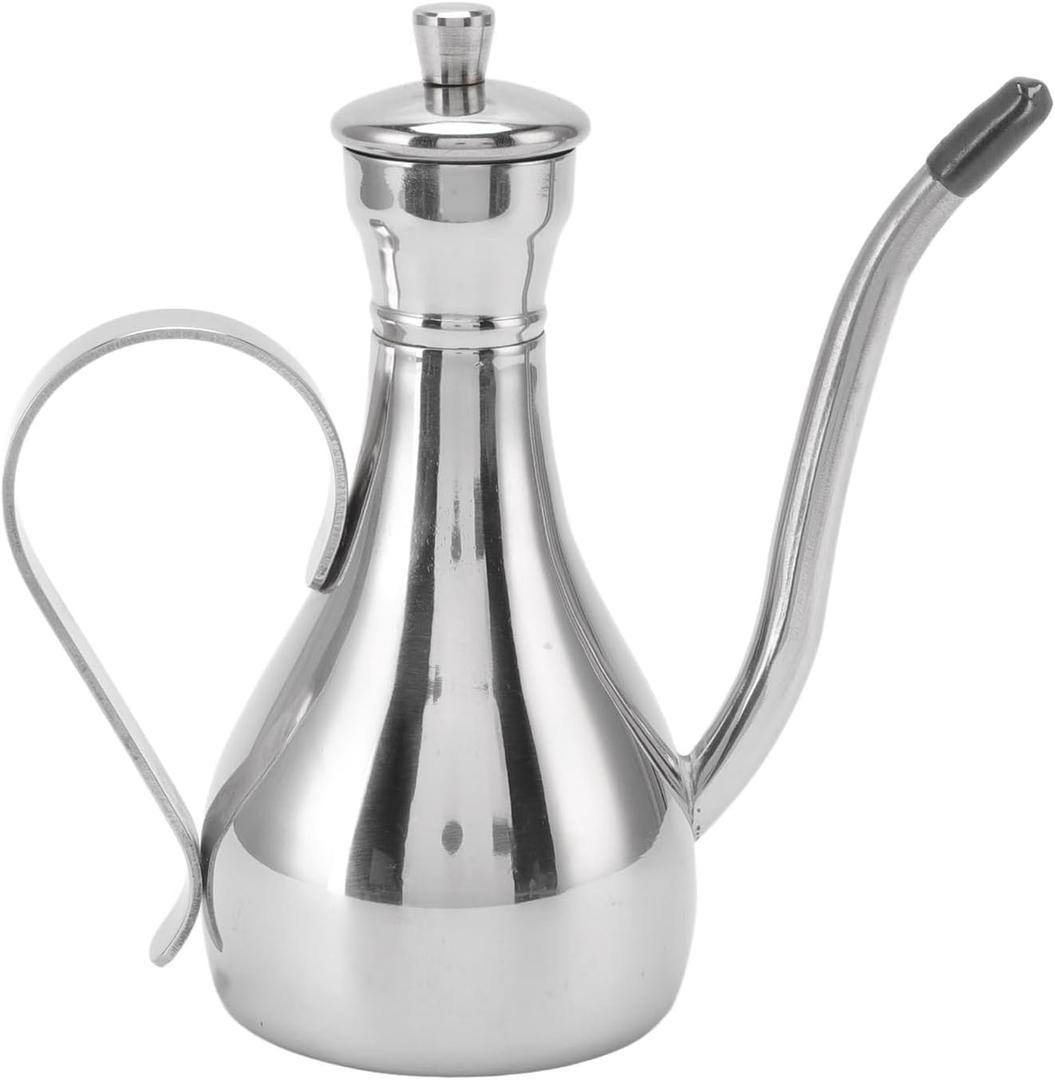 Stainless Steel Oil Dispenser Bottle, 11oz/350ml Non Drip Leak Proof Olive Oil Bottle for Oil, Vinegar, Soy Sauce, Salad, Oil Storage Can Container Pouring Pot for Home Kitchen Cooking