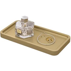 Weenson Gold Bathroom Vanity Tray for Countertop Makeup Perfume Jewelry Decor Candle Keys, Bamboo Kitchen Tray for Soap Dispenser Spice, Small Toilet Tray Nightstand 7.9" L x 4" W x 0.79" H