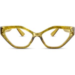 2SeeLife Oversized TR-90 Cat Eye Reading Glasses for Women Medium-Wide Fit, Sturdy Frame, Premium Geometric Readers, Amber Gold, +2.00