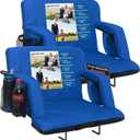 Sheenive Stadium Seats with Back Support (380 lbs) - 2.8'' Thick Comfy Cushion, 6 Adjustable Angles Bleacher Seat with Armrests - Includes Backpack Strap, Carry Handle, 2 Cup Holders & 2 Large Pockets