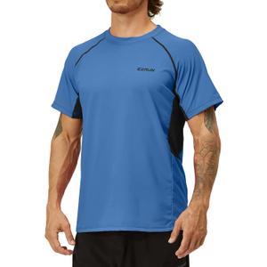 EZRUN Men's UPF 50+ Swim Shirts Cooling Rash Guard for Fishing Surf Beach (Blue, XXXL)