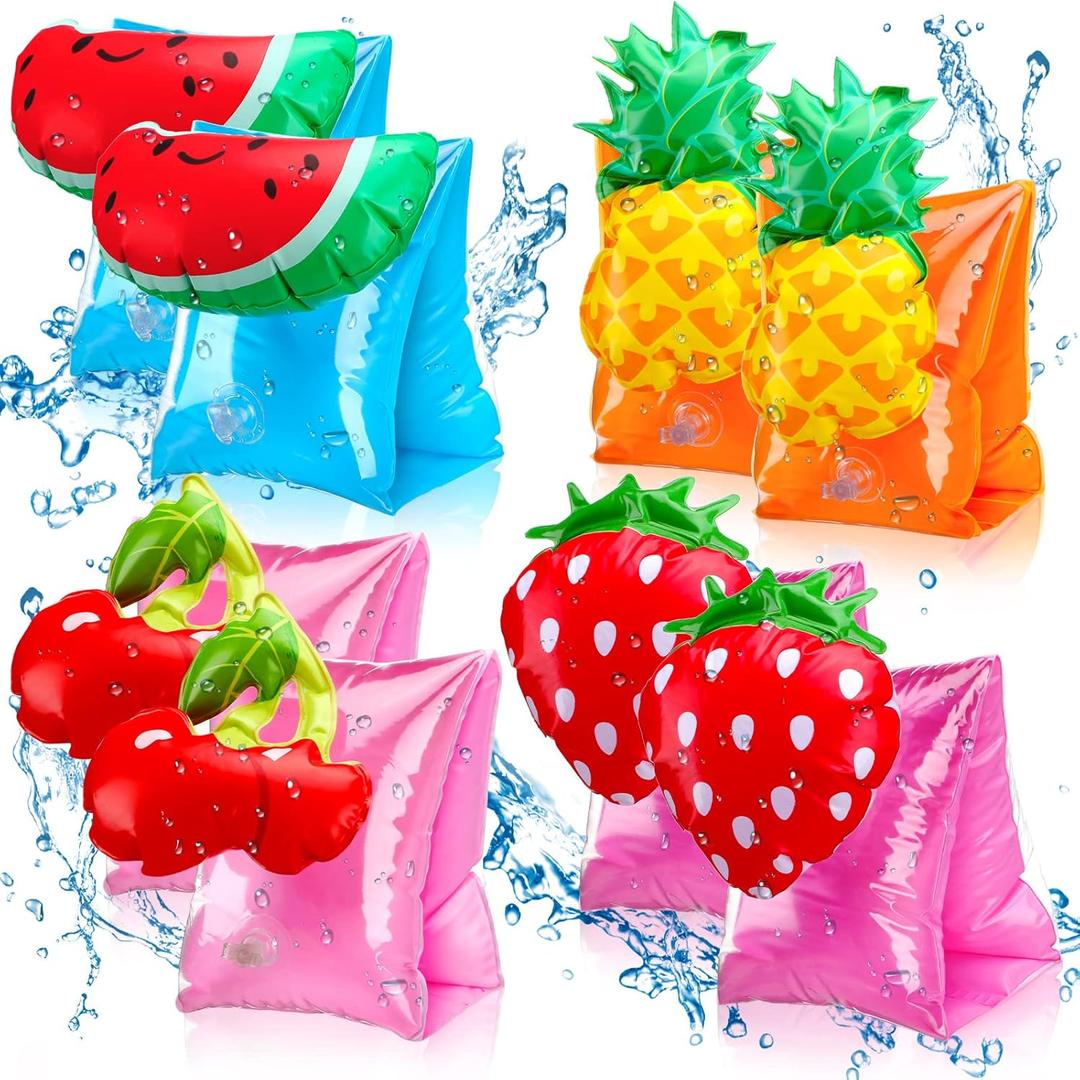 Skylety 8 Pieces Swim Arm Floaties for Kids Inflatable Swim Armbands Float Sleeves Swimming Arm Float Rings for Toddler Boys Girls