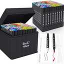 AITUSHA 100 Colors Alcohol Markers Set, Dual Tips Blender Art Markers for Drawing, Permanent Sketch Marker for Kids adult coloring, Alcohol Based Marker, Adults Coloring and Artist Illustration.