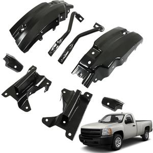 munirater 8Pcs Front Bumper Brace Bracket Steel Black Replacement for 2007-2013 Silverado 1500 GM1066180 GM1067180 GM1066179 GM1067179 GM1042107 GM1043107 GM1004148 GM1005148