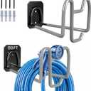 2pcs Garden Hose Holder with Tool Hook - Heavy Duty Water Hose Reel with Nozzle Storage Design, Wall Mount Hose Hanger Water Hose Holders for Outside Yard Storage