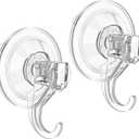 VIS'V Wreath Hanger, Large Suction Cup Wreath Hooks, Heavy Duty, 22 LB Capacity, Removable and Reusable, Clear, 2 Pcs