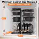 LAMU Pots and Pans Organizer under Cabinet, Expandable to 24" H Pan Organizers inside Cabinet for Kitchen Storage, 6 Adjustable Tiers and 6 Pot Lid Organizer Racks, Holds 12 Cast Iron Cookware Black