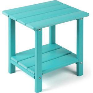 Adirondack Outdoor Side Table, 2-Tier Sturdy Patio End Table Weather Resistant, 16.5" Solid Side Table for Patio, Pool, Porch (Aruba Blue) Adirondack Outdoor Side Table, 2-Tier Sturdy Patio End Table Weather Resistant, 16.5" Solid Side Table for Patio, Pool, Porch (Aruba Blue)