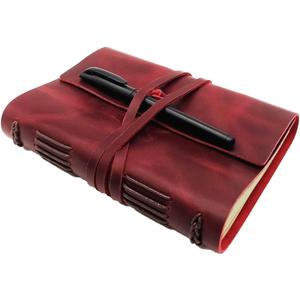 Red Notebook Journal - Nice Genuine Leather Journaling for writers A5 Size Diary 6.2x8.5 Inch,Notepad For Women,Man,Vintage,Gifts,Work,Traveler,Personal,Wine Red