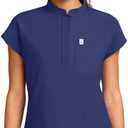 Medical Scrub Tops for Women - Mandarin Collar, Relaxed Fit, 4-Pocket Design, Shirttail Hem, Soft Stretch Scrub Shirts M