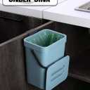 1.3 Gallon Small Trash Can with Lid - Countertop Food Waste Bin, Kitchen Hanging Trash Can for Cabinet Door/Under Sink, Small Garbage Can for Desk, 5L(Subtle Blue)