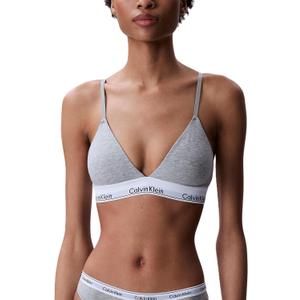 Calvin Klein Women's Modern Cotton Lightly Lined Triangle Wireless Bralette (Gray, L)