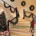 24" Christmas Wreath - Christmas Wreaths for Front Door - Christmas Decorations - Real Touch Norfolk Pine Wreath for Indoor Outdoor Wall Window Porch - Cedar Reef Garland - Free LED String Lights