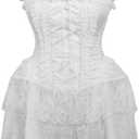 Daisy Corsets Womens Daisy Corsets Top Drawer Steel Boned White Lace Victorian Corset Dress (X-Large)