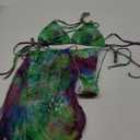 4 Piece Swimsiut for Women, Multi-Color Halo Dye Tie Dye Floral Butterfly Sleeved Pleated Drawstring Bikini Cover Up Skirt (Large, Green)