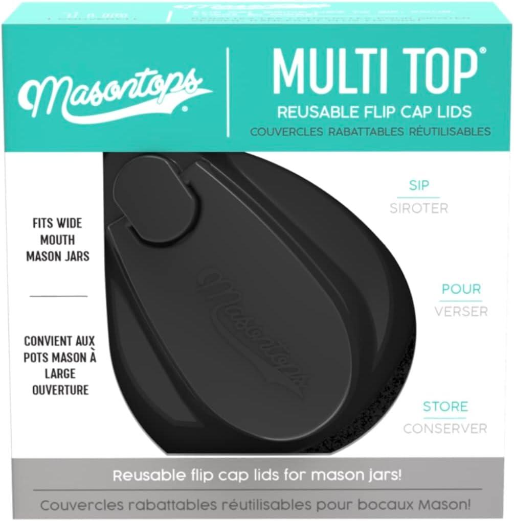 Masontops Mt1wblk Wide Mouth Multi Top Flip Cap Lid, Black
