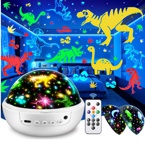 PIKOY Dinosaur Toys Night Light Projector, 93 Lighting Mode Baby Sensory Toys 6-12 Months,360° Rotate Kids Sensory Toys for Autism,Dimmable+Timer+Remote 1 Year Old Boy Gifts 1 Year Old Girl Gifts