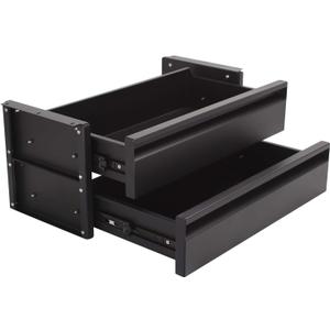 15 in 2-tier Under Desk Drawer,Adjustable Height, Under Desk Drawer Slide Out with Slide Extension Mounted Under Flat Wooden Table, Carbon Steel Hidden Desk Drawer for Office & Home