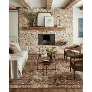 Loloi Magnolia Home by Joanna Gaines Banks Collection BAN-04 Brick/Ivory 8'-6" x 11'-6", .13" Pile Height, Machine Washable, Area Rug
