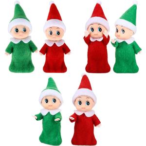 Aoriher 6 Pieces Tiny Doll Christmas Baby Boy and Girl Twins Dolls Christmas Miniature Accessories 2 Colors for Xmas Decorations Advent Calendars and Stocking Stuffers