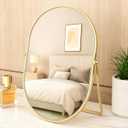 Feyarl Desk Vanity Mirror Gold Oval 12x8 Inch Tabletop Makeup Mirror Decorative Standing Cosmetic Table Mirror for Bedroom Bathroom Desk Dresser