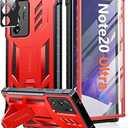 FNTCASE for Samsung Galaxy Note-20-Ultra Case: Military Grade Drop Proof Protection Phone Cover with Kickstand | Heavy Duty Shockproof Matte Textured Note20 Ultra 4G 5G Cases - 6.9 Inches Red