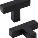 Goldenwarm 5 Pack Black Square T Bar Single Hole Knobs Cabinet Pull Drawer Handles Stainless Steel Modern Hardware for Kitchen and Bathroom Cabinets Cupboard Kitchen Cabinet Knobs