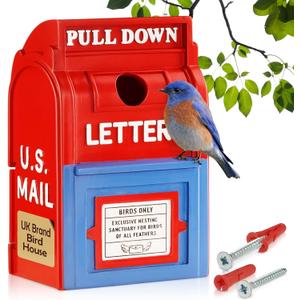 Muldale Outdoor Mailbox Birdhouse Resin Weather-Resistant Wild Bird House for Backyard Garden Dcor (9) Mailbox Style Bird Nesting Box for Small Birds