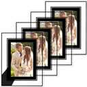 PHAREGE 4x6 Glass Picture Frame Black Clear 4 Pack, 4 by 6 Modern Photo Frame Set for Family Wedding Decor, Only Vertical or Horizontal on Tabletop