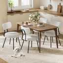 VASAGLE Boucle Dining Chairs Set of 4, Upholstered Kitchen Dining Room Chairs with Curved Backrest and Steel Frame, Modern Mid Century, Round, for Vanity, Living Room, Cream White UKDC110W14