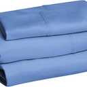 Amazon Basics Lightweight Breathable Super Soft Easy Care Wrinkle Resistant Brushed Microfiber 3-Piece Bed Sheet Set with 14-Inch Deep Pockets, Twin, Dutch Blue, Solid