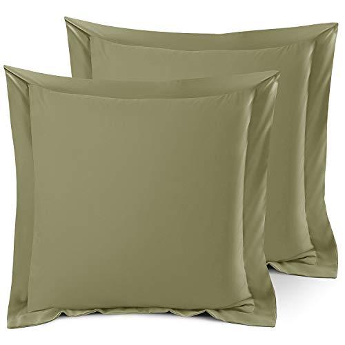 Nestl Soft Pillow Shams Set of 2 - Double Brushed Microfiber Pillow Covers - Hotel Style Premium Bed Pillow Cases, with 1.5” Decorative Flange, Euro 26"x26" - Sage