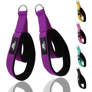 Lights Mountain 1 Pair Pilates Double Loop Straps for Reformer Fitness D-Ring Straps Handle, Yoga Exercise Accessories for Home Gym Workout (purple)