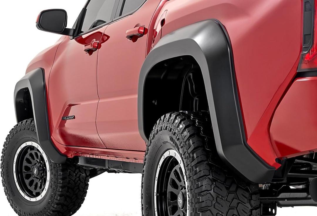 Rough Country Sport Fender Flares for Toyota Tacoma (2024-2026) - 5.75" Height, Up to 1.75" Tire Coverage, UV-Resistant ABS, Paintable Matte Black