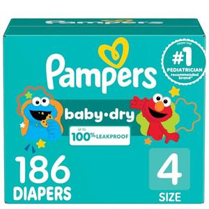 Pampers Diapers - Baby Dry - Size 4, 160 Count, Absorbent Disposable Infant Diaper (Packaging May Vary)