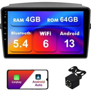 4+64G Android 13 Double Din Car Stereo for Toyota Sienna 2004-2010 with 9 Inch Touchscreen Radio Built-in Wireless Carplay/Android Auto/GPS/Bluetooth/FM/AUX-in/Steering Wheel Controls/Backup Camera