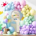 RUBFAC 129pcs Pastel Balloons Different Sizes 18 12 10 5 Inch, Macaron Rainbow Latex Balloon Arch Kit for Baby Shower Birthday Party Gender Reveal Garland Decoration