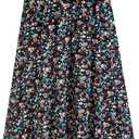 Maxi Skirt for Women Floral Boho A-line Long Summer Skirts with Elastic High Waist Adjustable Drawstring, Pockets, One Size