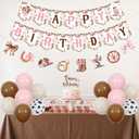 Cowgirl Bow Birthday Party Decorations Pink Cowgirl Bow Happy Birthday Banner Garland Western Hat and Boots Cupcake Cake Toppers for Western Boots Bday Party Supplies