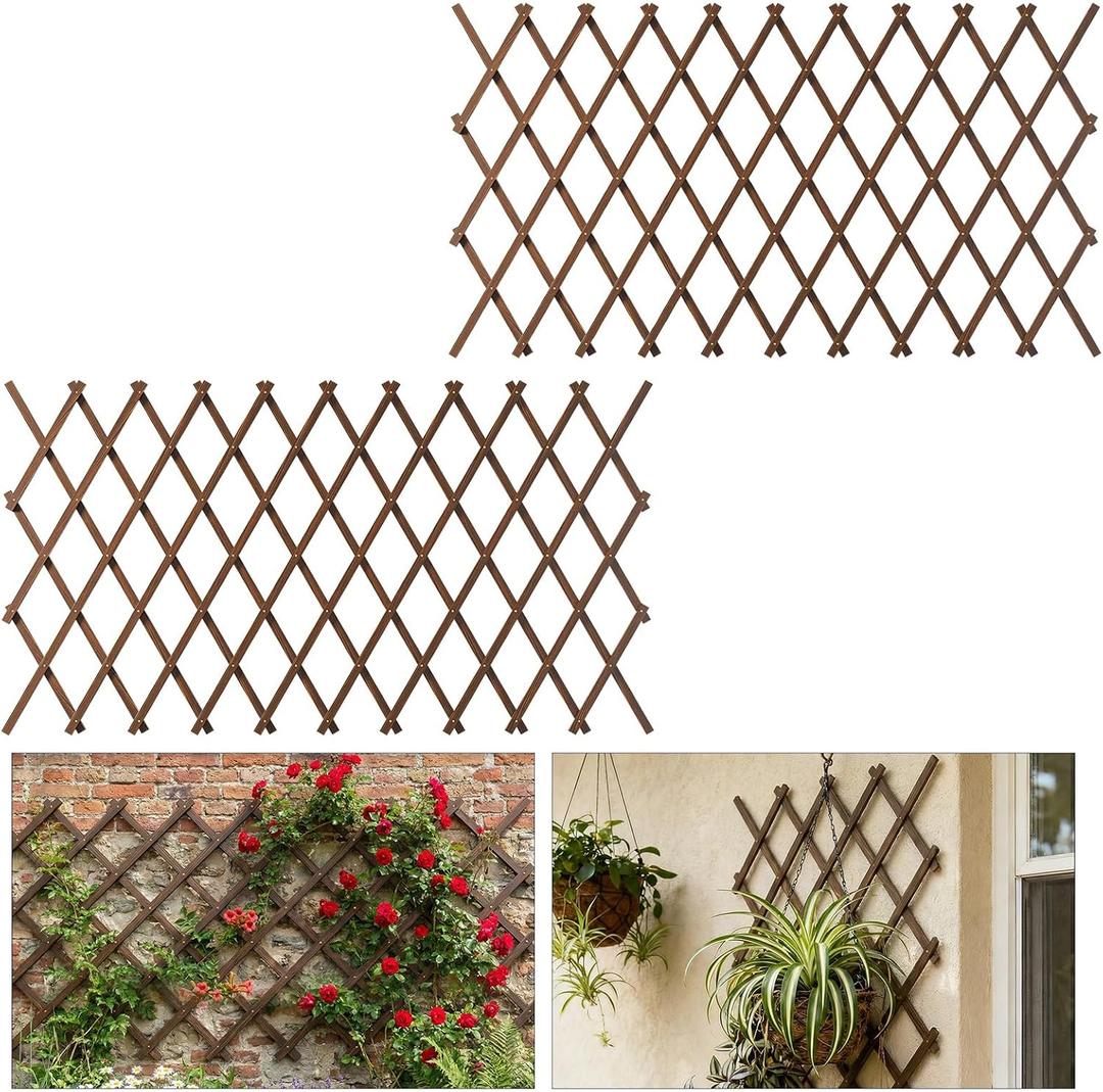 2 PCS Expandable Garden Trellis, 37" x 90" Trellis for Climbing Plants Outdoor, Wooden Lattice Fence Wall Panel Lattice Panels for Outside, for Climbing Plants Vine Ivy Rose Cucumbers Clematis（2PC）