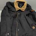 MAGNIVIT Men's Cotton Cargo Jacket Winter Sherpa Fleece Lined Work Jacket Coats with 5 Pockets (X-Large, Black)