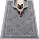 Smiry Cat Litter Box Mat 30x17, Non-Slip Water Resistant Litter Trapping Mat, Easy Clean Less Waste and Urine-Locking Cat Carpet for Indoor, Grey