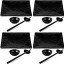 16 Pcs Sushi Plate Set for Four, 4 Japanese Style Sushi Plates 4 Soy Sauce Bowls 4 Pair Chopsticks and 4 Chopstick Holders Sushi Dinner Dinnerware Set
