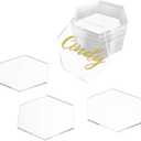 KAITELA Clear Acrylic Place Cards 1/8" Thick, 3.15" x 2.75" Small Hexagon Blank Acrylic Tiles, Escort Name Plate for Table Setting, Wedding, Dinner Party, Craft Projects, 20 Pcs