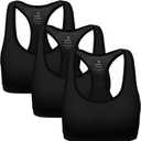 MIRITY Women Racerback Sports Bras - High Impact Workout Gym Activewear Bra (Small, New Black*3)