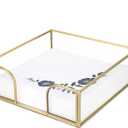 Sumnacon Square Glass Napkin Holder - Stylish Gold Luncheon Napkin Holders for Dining Table Countertop Kitchen, Decorative Napkin Basket for Picnic Wedding Party Restaurant Office Hotel