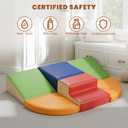Hoohtoot Foam Climbing Blocks for Toddlers: 6-Piece Soft Play Set - PU Leather Climbing and Crawling Toys - Indoor Baby Learning Gym - Kids Play Structure for Birthday Gift, Small