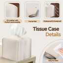 Tissue Box Cover Compatible with Kleenex Tissue - Soft PU Leather Tissue Box Holder Fits Most Tissues for Living Room, Bathroom, Bedroom, Office & Home Decor (4.5''×4.5''×5.2'' Upright Box)
